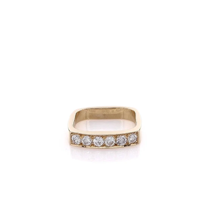 Estate 14k Yellow Gold Square Diamond Ring