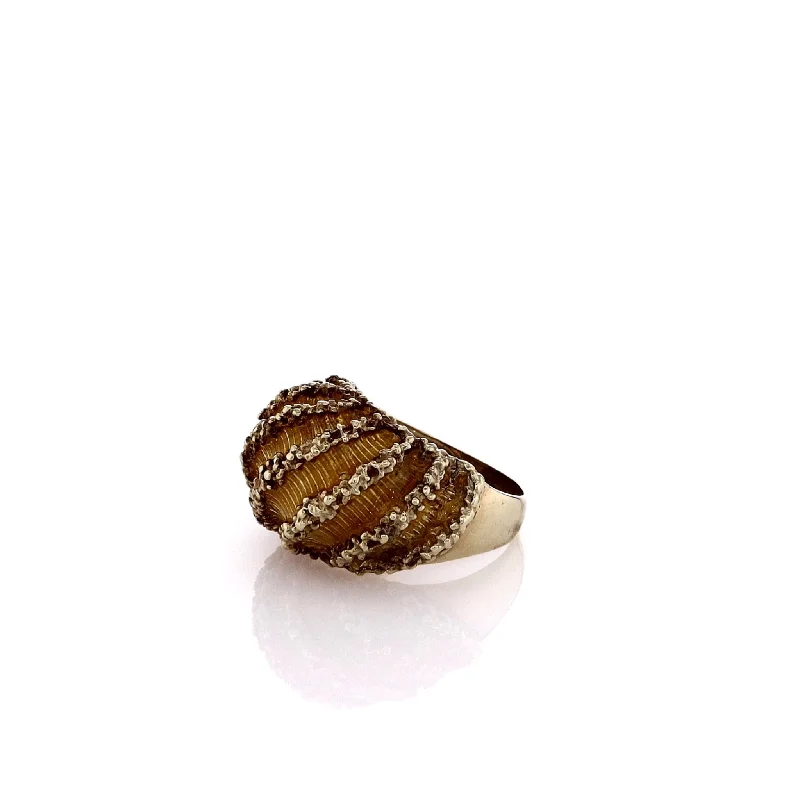 Estate 14k Yellow Gold Textured Top Shrimp Ring