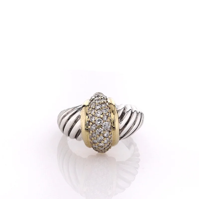 Estate David Yurman Two-Tone Diamond Cable Shank Ring