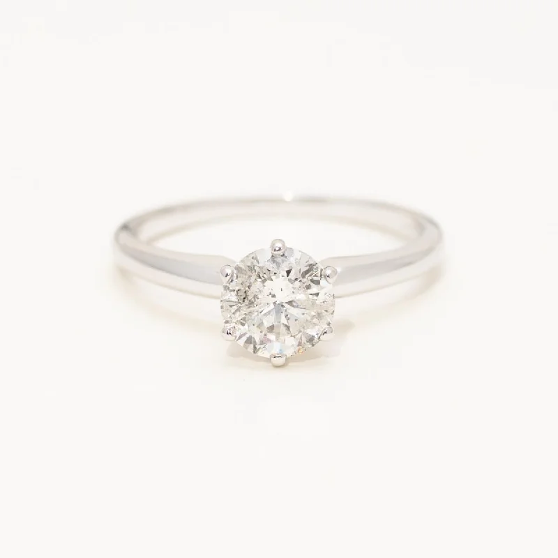 Estate Diamond Solitaire Engagement Ring in 14kt White Gold (1cttw)