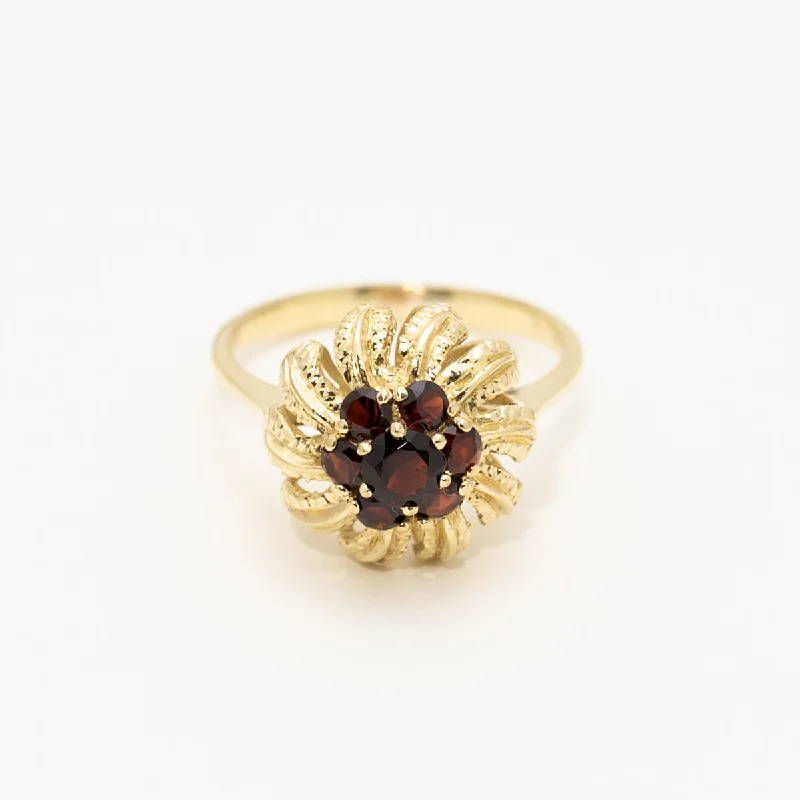 Estate Garnet Cluster Ring in 18kt Yellow Gold