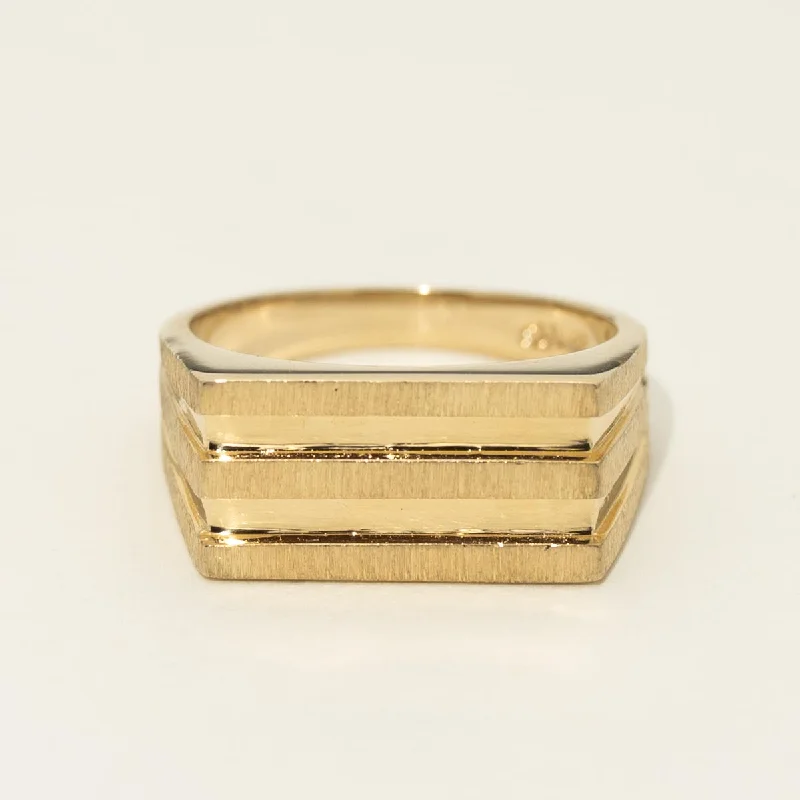 Estate Mens Three Bar Ring in 14kt Yellow Gold