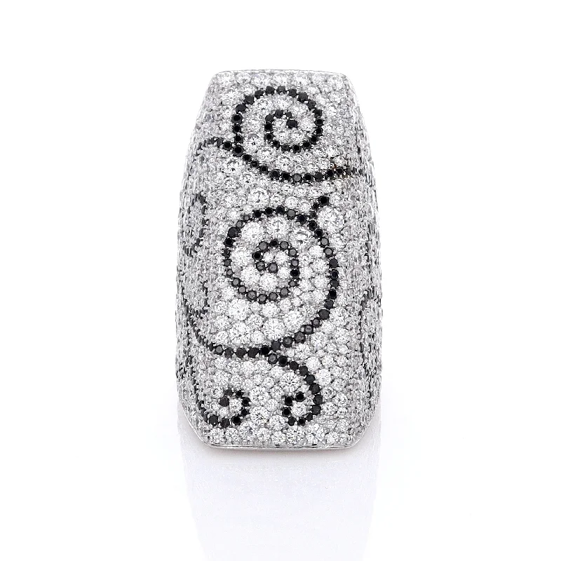 Estate Palmiero 18k White Gold Swirl Design Diamond Glove Ring