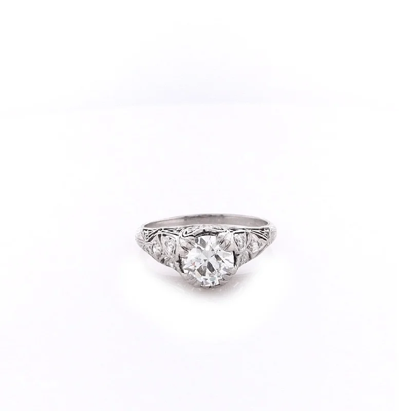 Estate Platinum Transitional Vintage Filagree Ring