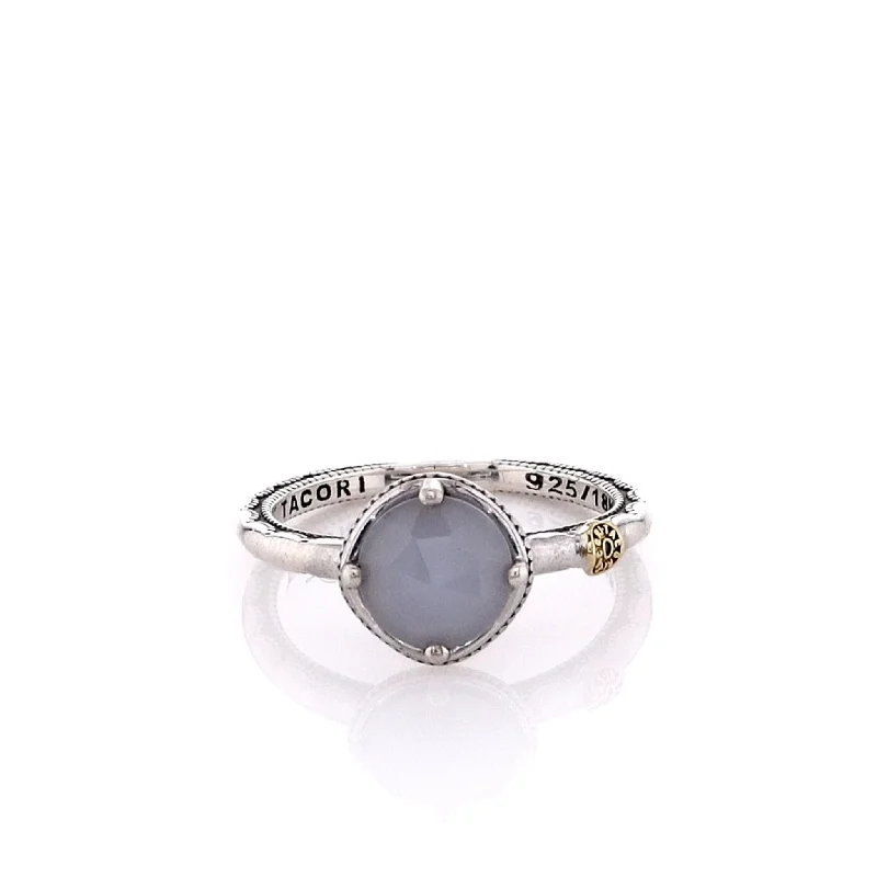 Estate Tacori Two-Tone Round Faceted Chalcedony Ring