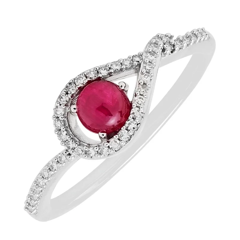 Greenland Ruby Ring in 10kt White Gold with Diamonds (1/10ct tw)