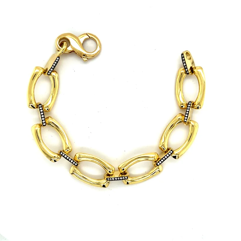 High Polish Mod Link Bracelet with Diamonds