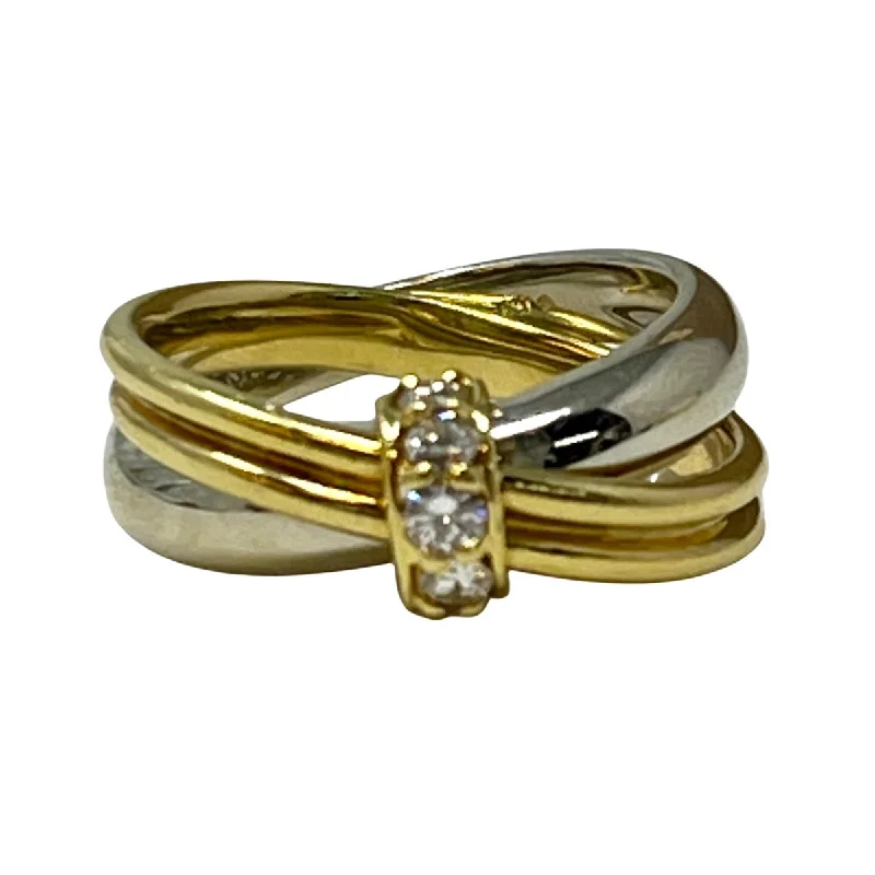 Jose Hess 18K White and Yellow Gold Crossover Ring with 5 Diamonds