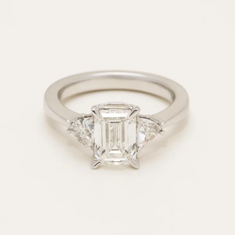 Lab Grown Emerald Cut and Trillion Diamond Engagement Ring in 14kt White Gold (2 3/4ct tw)