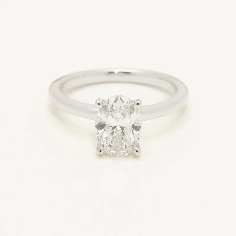 Lab Grown Oval Diamond Solitaire Ring in 14kt White Gold (1 1/2ct)