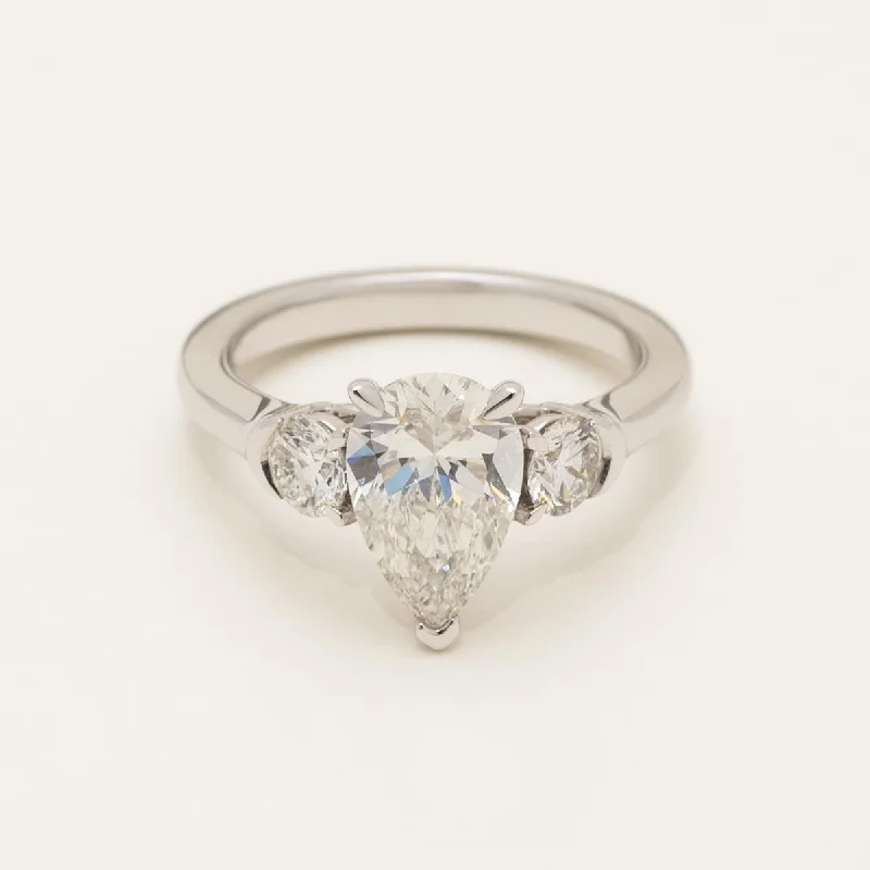 Lab Grown Pear and Round Diamond Engagement Ring in 14kt White Gold (2 5/8ct tw)