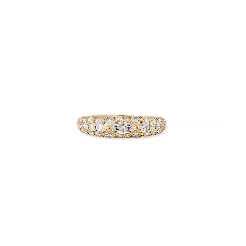 MARQUISE CENTER PAVE DIAMOND DOME RING