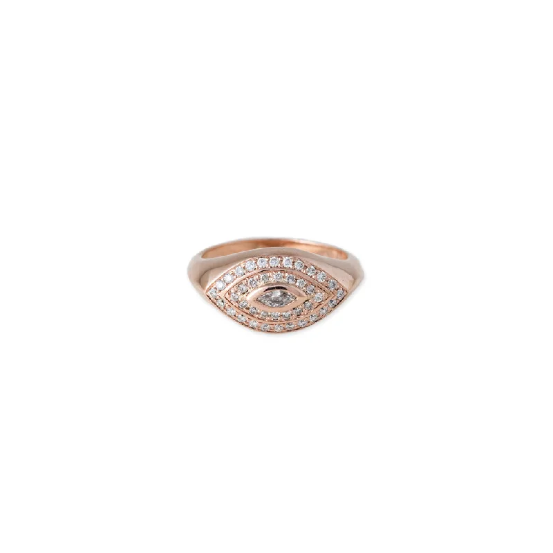 MARQUISE DIAMOND HALO EYE RING