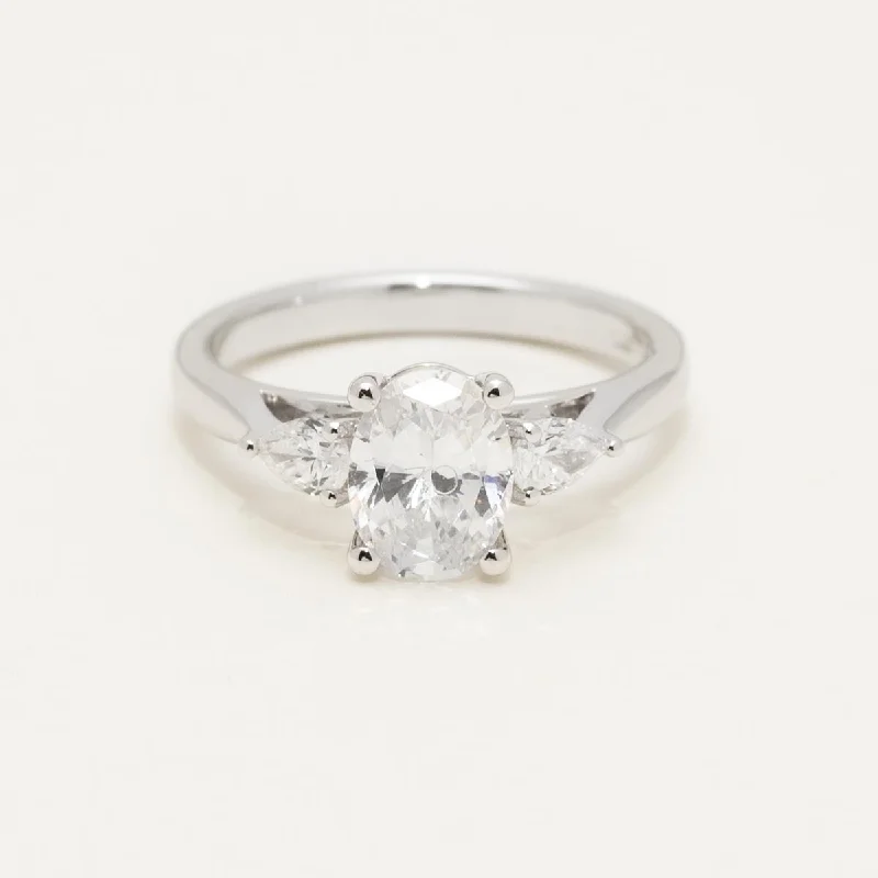 Martin Flyer Pear and Oval Diamond Engagement Ring Setting in 14kt White Gold (1/3ct tw)