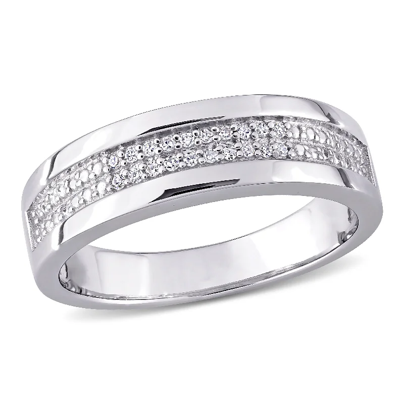 Mimi & Max 1/10ct TW Diamond Men's Ring in Sterling Silver