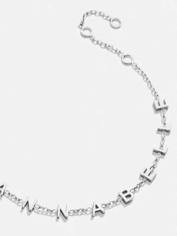 Mini Sterling Silver Custom Spaced Letter Name Bracelet - Silver