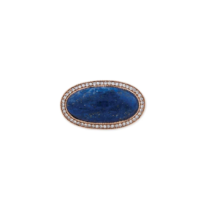 PAVE HORIZONTAL OVAL LAPIS RING