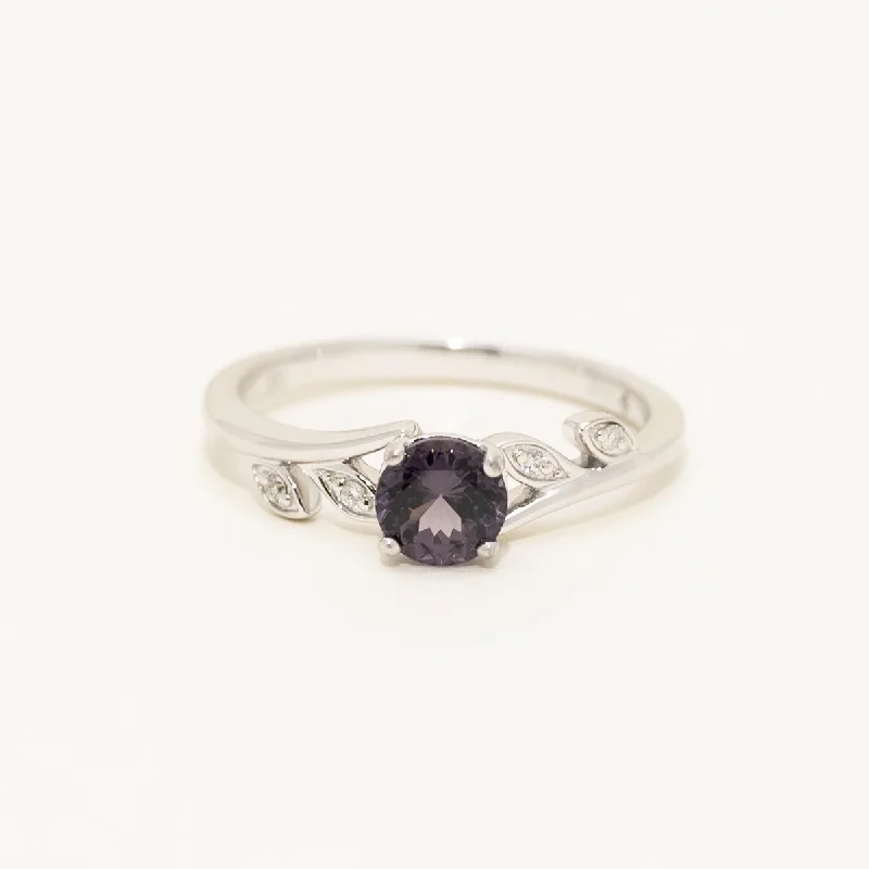 Purple Spinel Ring in 14kt White Gold with Diamonds (.02ct tw)