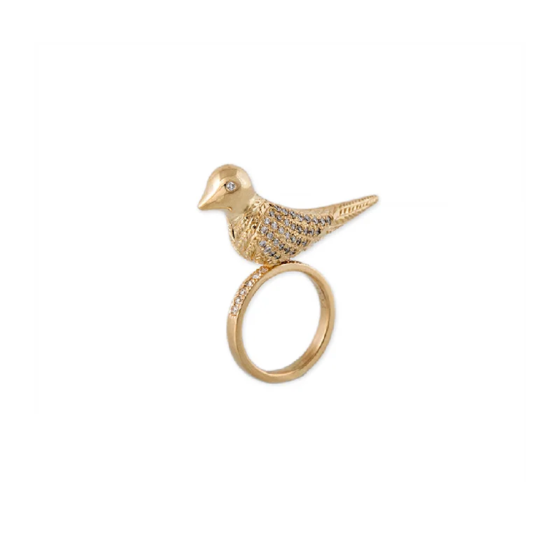 SITTING BIRD PAVE DIAMOND RING