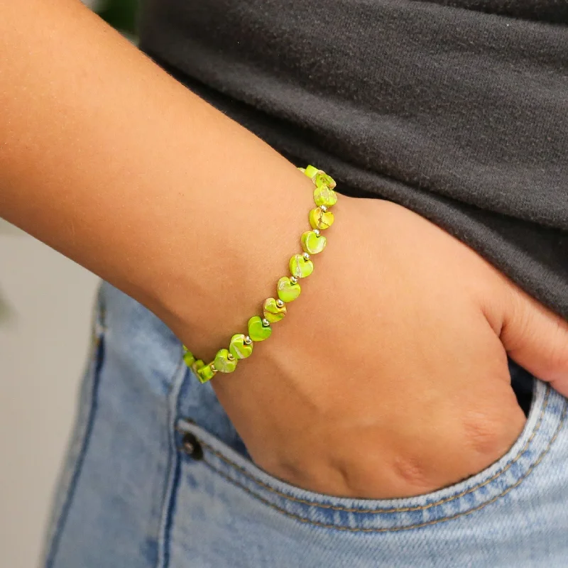 Stoned Heart Lime - Stone Heart Accent Bracelet