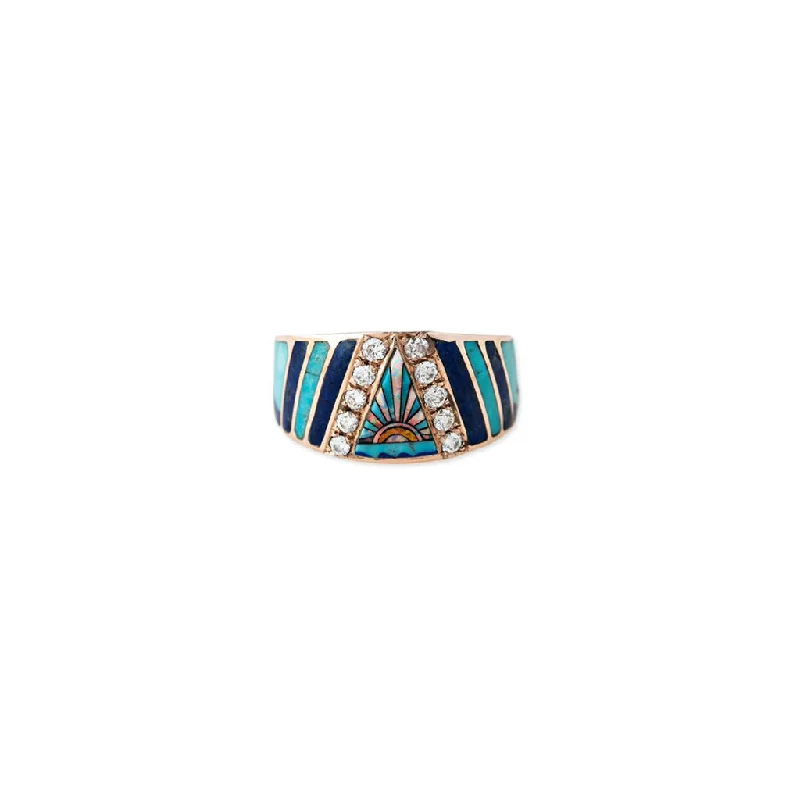 SUNSHINE OPAL CHEVRON INLAY RING