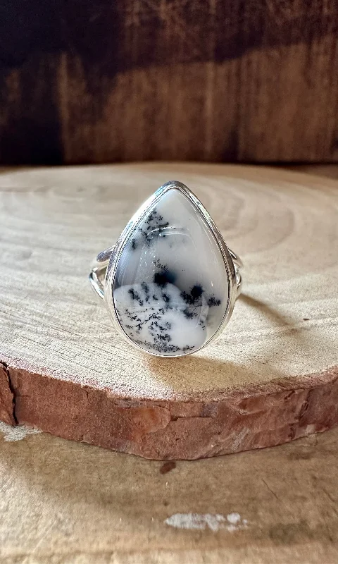 WOODLAND DENDRITIC OPAL Sterling Silver Ring • Size 8